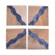 Handmade Prussian Blue Epoxy River and Acacia Wood Set of 4 Decorative Table Coasters with Cover